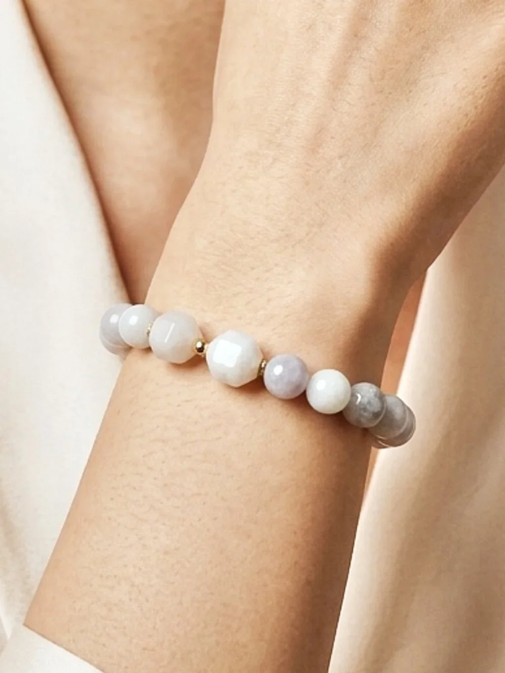 Jade Bracelet, Genuine Burma Jadeite, Dainty Stretch Bracelet, Handmade Gift